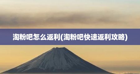 淘粉吧怎么返利(淘粉吧快速返利攻略)