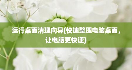 运行桌面清理向导(快速整理电脑桌面，让电脑更快速)