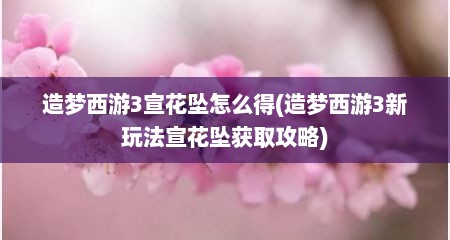 造梦西游3宣花坠怎么得(造梦西游3新玩法宣花坠获取攻略)