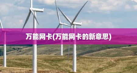 万能网卡(万能网卡的新意思)