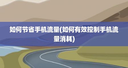 如何节省手机流量(如何有效控制手机流量消耗)