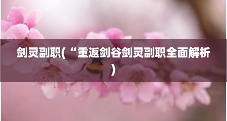 剑灵副职(“重返剑谷剑灵副职全面解析)