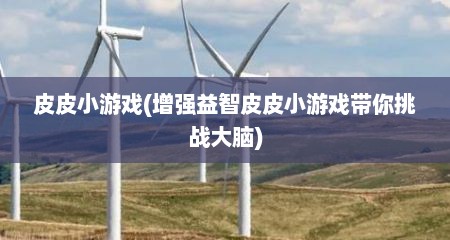 皮皮小游戏(增强益智皮皮小游戏带你挑战大脑)