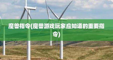 魔兽指令(魔兽游戏玩家应知道的重要指令)