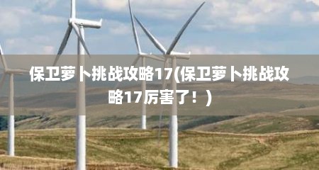 保卫萝卜挑战攻略17(保卫萝卜挑战攻略17厉害了！)