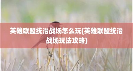英雄联盟统治战场怎么玩(英雄联盟统治战场玩法攻略)