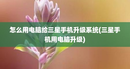 怎么用电脑给三星手机升级系统(三星手机用电脑升级)