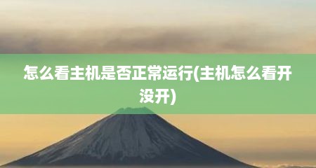怎么看主机是否正常运行(主机怎么看开没开)
