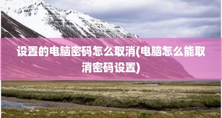 设置的电脑密码怎么取消(电脑怎么能取消密码设置)
