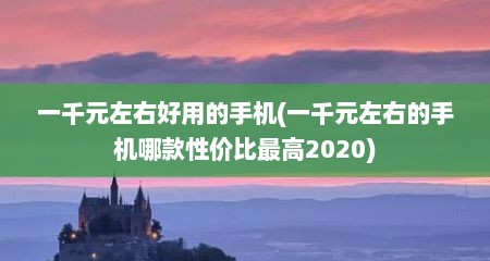 一千元左右好用的手机(一千元左右的手机哪款性价比最高2020)
