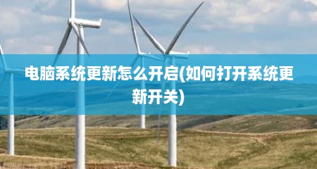 电脑系统更新怎么开启(如何打开系统更新开关)