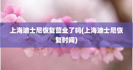 上海迪士尼恢复营业了吗(上海迪士尼恢复时间)