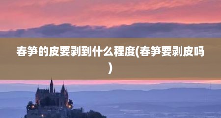 春笋的皮要剥到什么程度(春笋要剥皮吗)