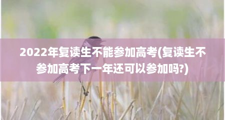 2022年复读生不能参加高考(复读生不参加高考下一年还可以参加吗?)