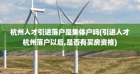 杭州人才引进落户是集体户吗(引进人才杭州落户以后,是否有买房资格)