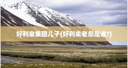 好利来集团儿子(好利来老总是谁?)