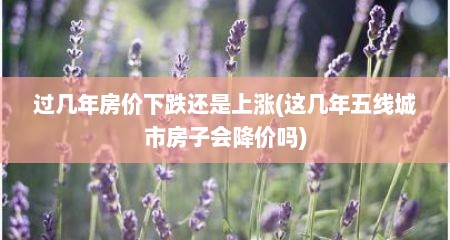过几年房价下跌还是上涨(这几年五线城市房子会降价吗)