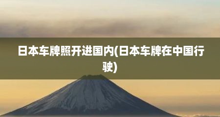 日本车牌照开进国内(日本车牌在中国行驶)