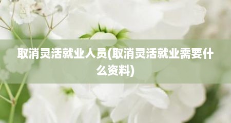 取消灵活就业人员(取消灵活就业需要什么资料)