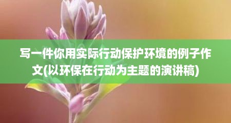写一件你用实际行动保护环境的例子作文(以环保在行动为主题的演讲稿)