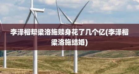李泽楷帮梁洛施赎身花了几个亿(李泽楷梁洛施结婚)
