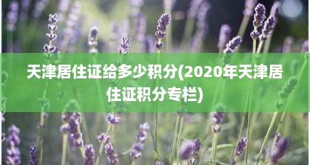 天津居住证给多少积分(2020年天津居住证积分专栏)
