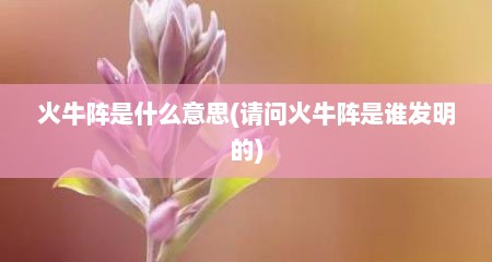 火牛阵是什么意思(请问火牛阵是谁发明的)