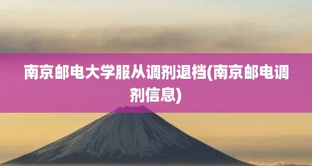 南京邮电大学服从调剂退档(南京邮电调剂信息)