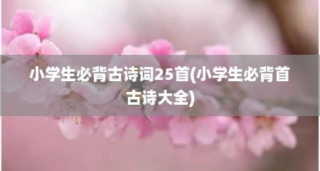 小学生必背古诗词25首(小学生必背首古诗大全)