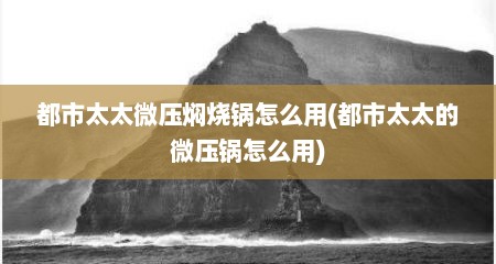 都市太太微压焖烧锅怎么用(都市太太的微压锅怎么用)