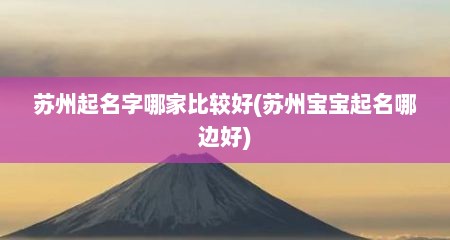 苏州起名字哪家比较好(苏州宝宝起名哪边好)