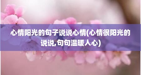 心情阳光的句子说说心情(心情很阳光的说说,句句温暖人心)