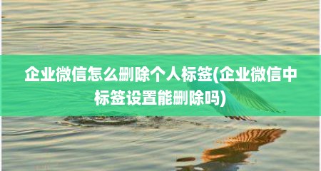 企业微信怎么删除个人标签(企业微信中标签设置能删除吗)