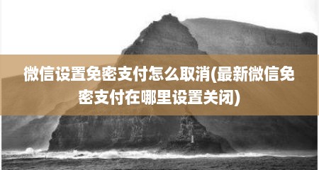 微信设置免密支付怎么取消(最新微信免密支付在哪里设置关闭)