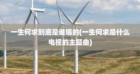 一生何求到底是谁唱的(一生何求是什么电视的主题曲)