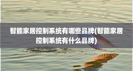 智能家居控制系统有哪些品牌(智能家居控制系统有什么品牌)