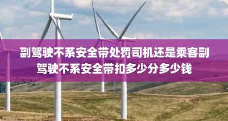 副驾驶不系安全带处罚司机还是乘客副驾驶不系安全带扣多少分多少钱