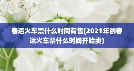 春运火车票什么时间有售(2021年的春运火车票什么时间开始卖)
