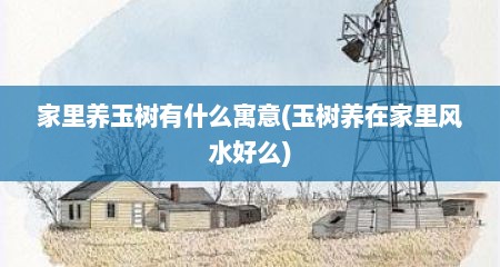 家里养玉树有什么寓意(玉树养在家里风水好么)
