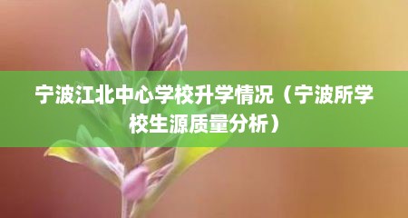 宁波江北中心学校升学情况（宁波所学校生源质量分析）