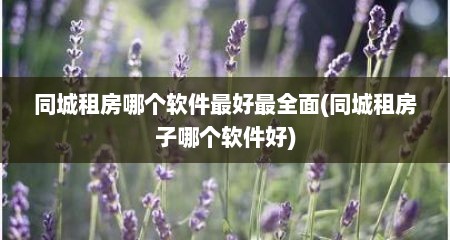 同城租房哪个软件最好最全面(同城租房子哪个软件好)