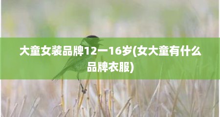 大童女装品牌12一16岁(女大童有什么品牌衣服)