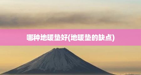 哪种地暖垫好(地暖垫的缺点)