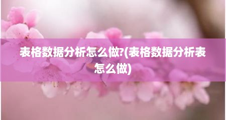 表格数据分析怎么做?(表格数据分析表怎么做)