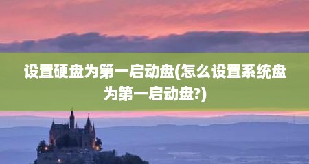 设置硬盘为第一启动盘(怎么设置系统盘为第一启动盘?)