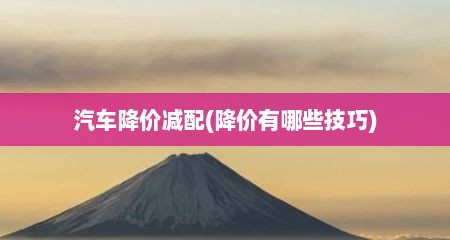汽车降价减配(降价有哪些技巧)