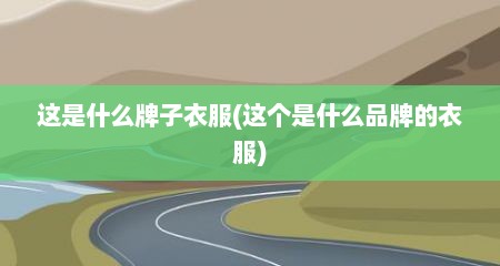这是什么牌子衣服(这个是什么品牌的衣服)