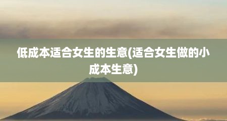 低成本适合女生的生意(适合女生做的小成本生意)
