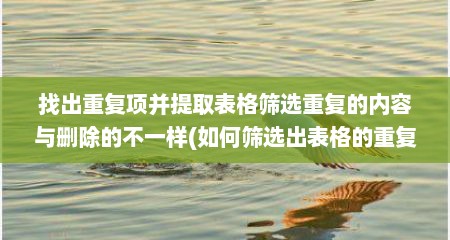 找出重复项并提取表格筛选重复的内容与删除的不一样(如何筛选出表格的重复部分并提取)