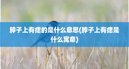 脖子上有痣的是什么意思(脖子上有痣是什么寓意)